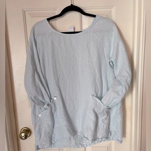 Matchpoint Light Blue Linen Top